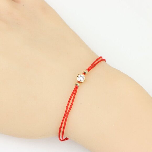"Minimal Red String Bracelet with Center Stone, XPBL0786 - Picture 6 of 12